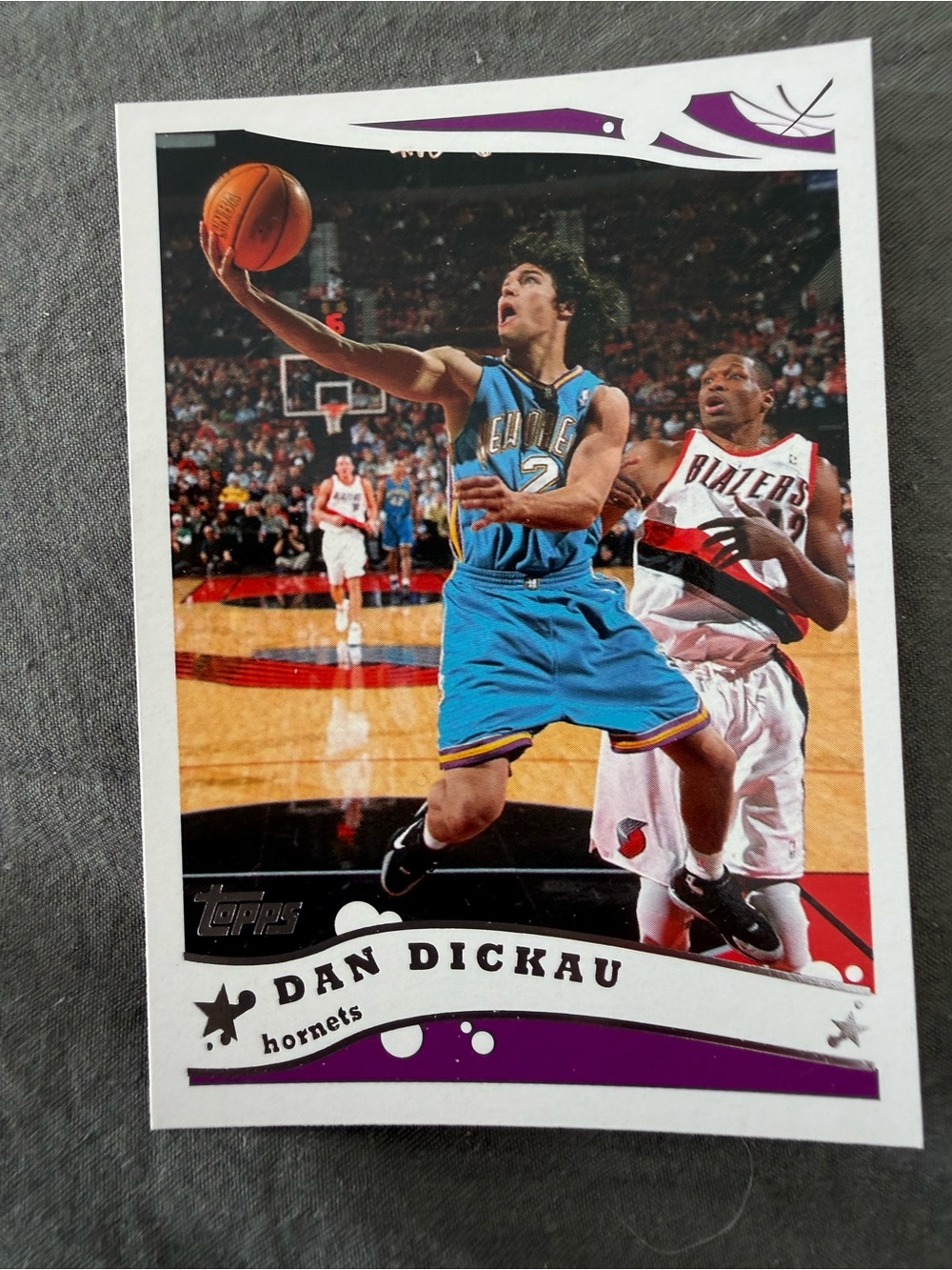 Topps Dan Dickau Hornets Card with Teal and Purple Accents